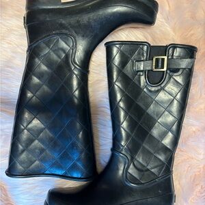 Sperry Black Quilted Rain Boots with Buckle